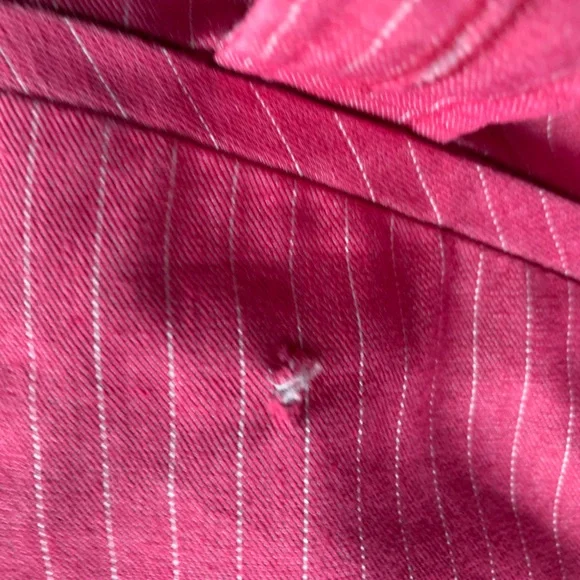 Next Capri Trousers Pink Pinstripe Cotton Blend Cuffed Hem With Pockets UK 14 - Picture 13 of 13